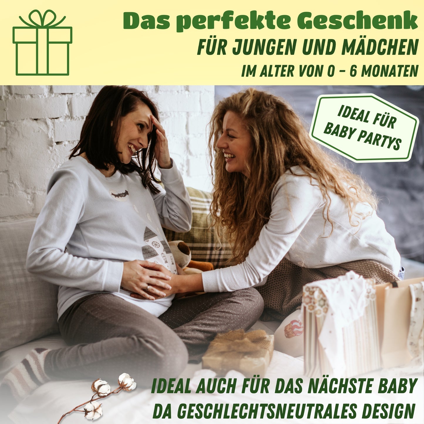 Conjunto para bebé recién nacido de la marca organicKid®: algodón orgánico suave, hipoalergénico, 7 piezas con manta con capucha, primer conjunto de regalo para el bebé de 0 a 6 meses, unisex para niñas y niños.