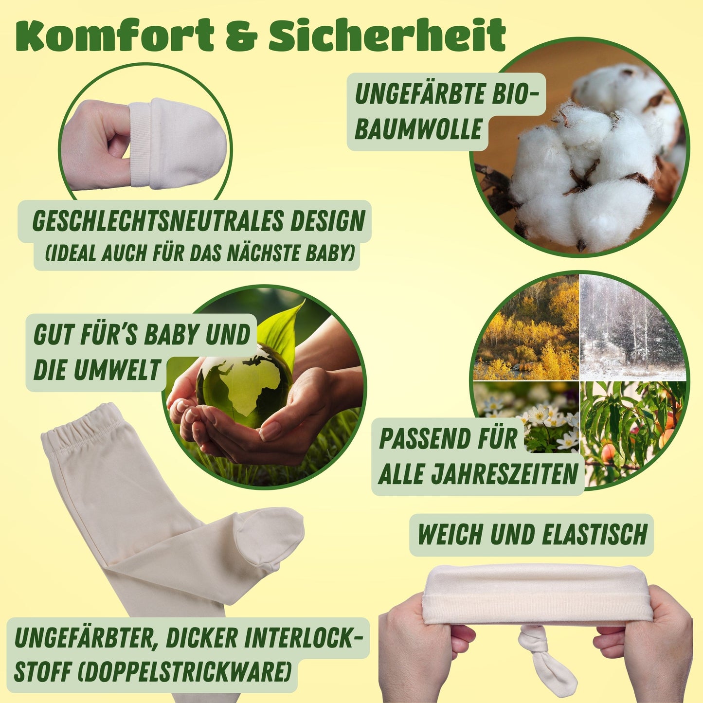 Conjunto para bebé recién nacido de la marca organicKid®: algodón orgánico suave, hipoalergénico, 7 piezas con manta con capucha, primer conjunto de regalo para el bebé de 0 a 6 meses, unisex para niñas y niños.