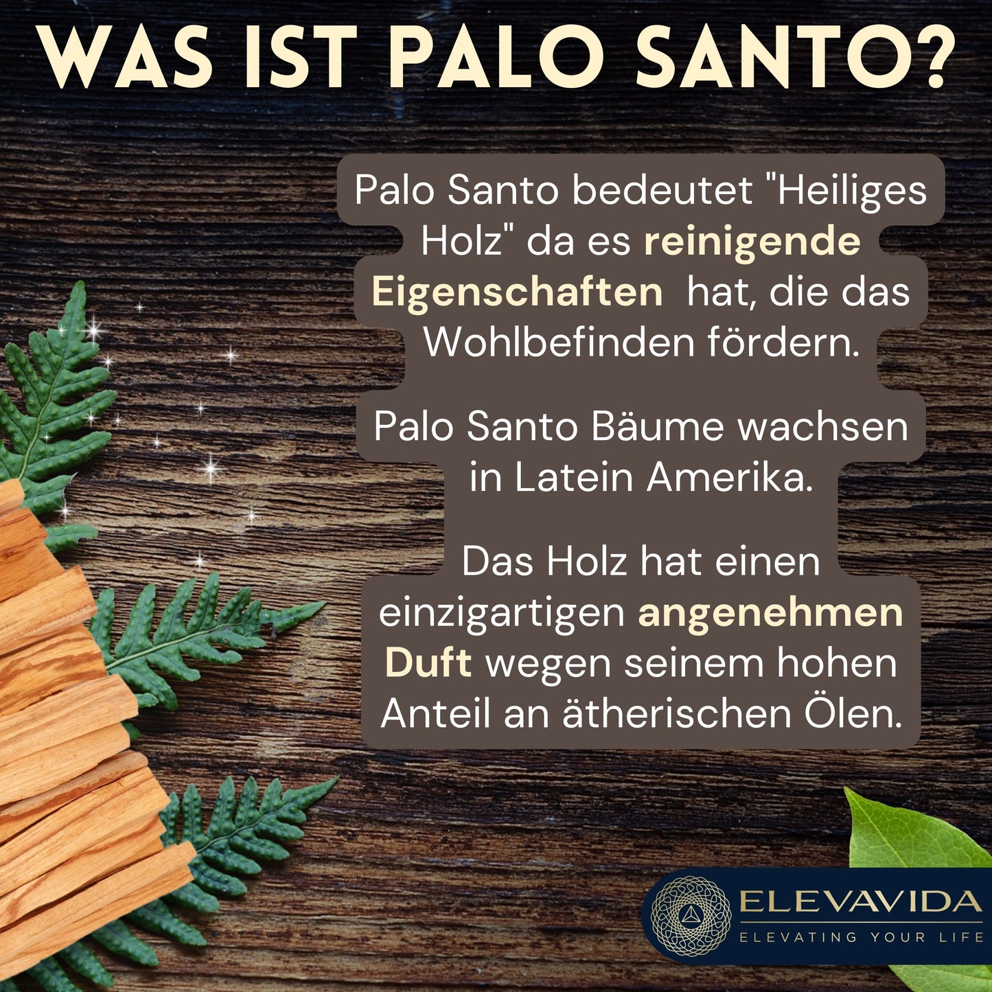 ELEVAVIDA® Palo Santo 90 g (9–11 varillas) madera de incienso aromático de Perú, recolectada de forma sostenible para la relajación, la meditación y la limpieza energética de espacios - Bursera graveolens - madera sagrada