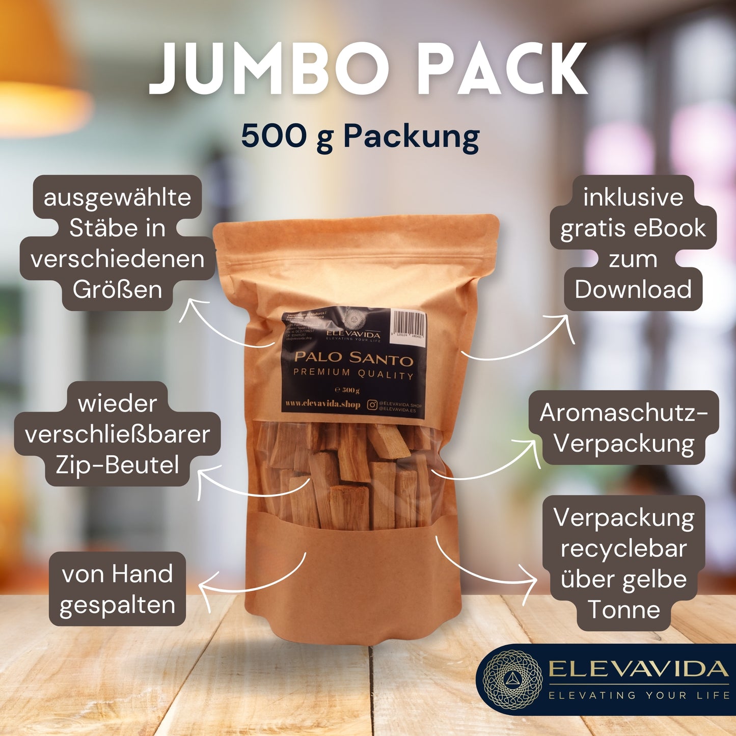 Palo Santo 500 g madera fina de incienso de Perú - aromático, recolectado de forma sostenible, partido a mano - Bursera graveolen - madera sagrada