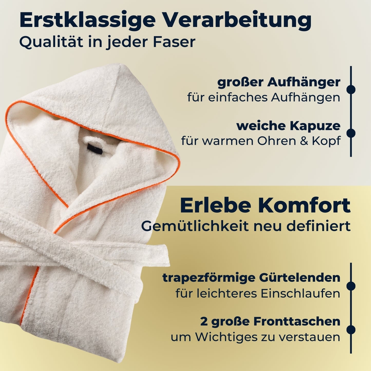 Albornoz de mujer ELEVAVIDA® con capucha de algodón suave - blanco puro - extra suave y cómodo - albornoz largo de sauna de rizo - certificado OEKO-TEX