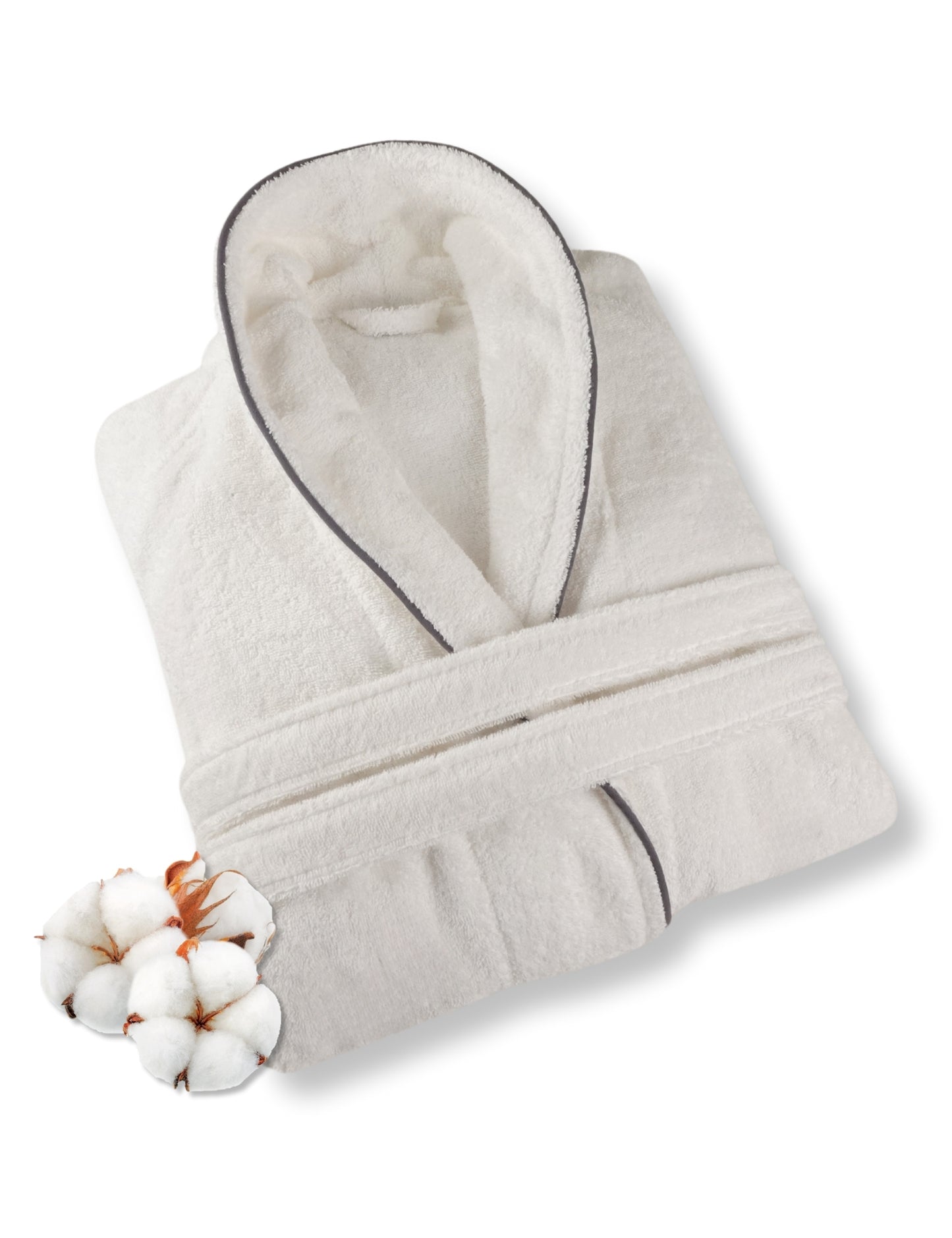 Albornoz de hombre ELEVAVIDA® en blanco puro de algodón suave (430 g/m²) - extra suave y cómodo - certificado OEKO-TEX