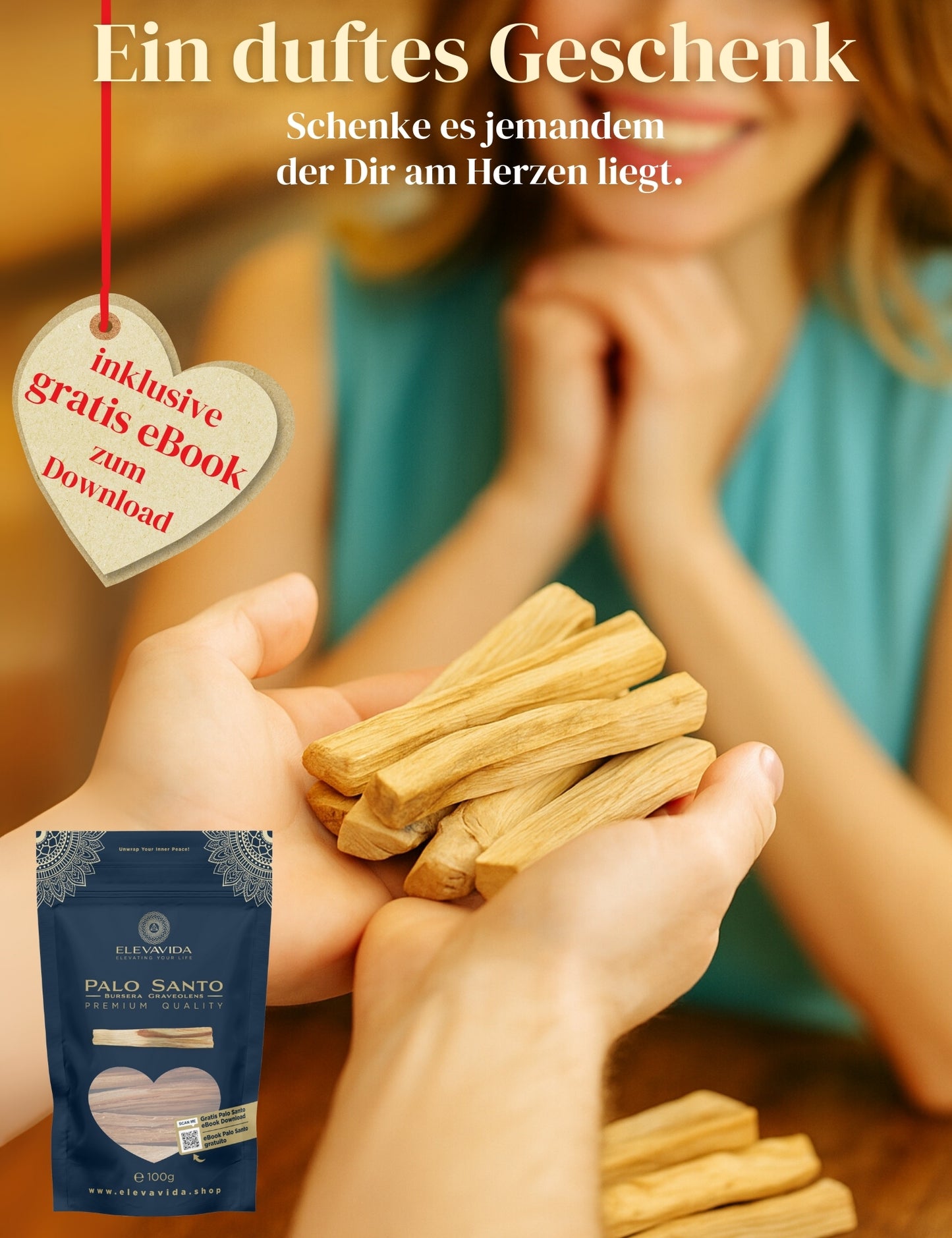 Palo Santo heiliges Holz (100 g) Räucherholz aus Peru - aromatisch duftend, nachhaltig gesammelt - Palo Santo Räucherstäbchen - Bursera Graveolen