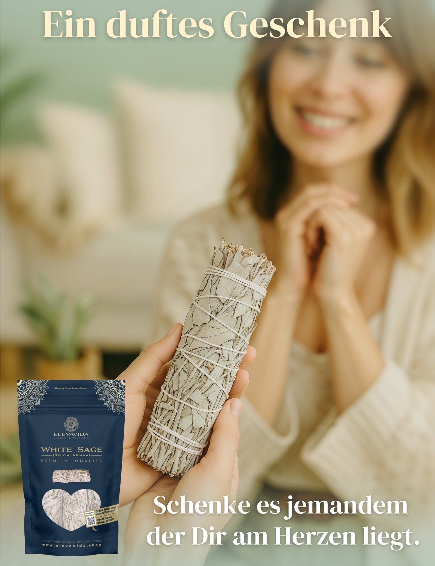Salvia Blanca para sahumar de California (Salvia Apiana) - 3 manojos - Incienso Natural para Limpieza energética
