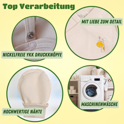 organicKid® Baby Set Neugeborene - weiche Bio-Baumwolle allergikerfreundlich 7 Teile mit Kapuzendecke - Baby Erstausstattung Geschenkset zur Geburt, 0-6 Monate, unisex Mädchen & Jungen