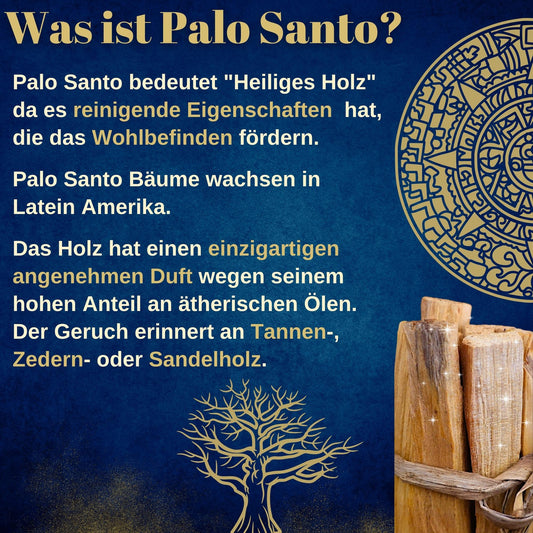 Palo Santo Dorado – Juego de 6 varillas extragrandes con corteza dorada, soporte artesanal y folleto en una elegante caja de regalo – regalo aromático espiritual ideal