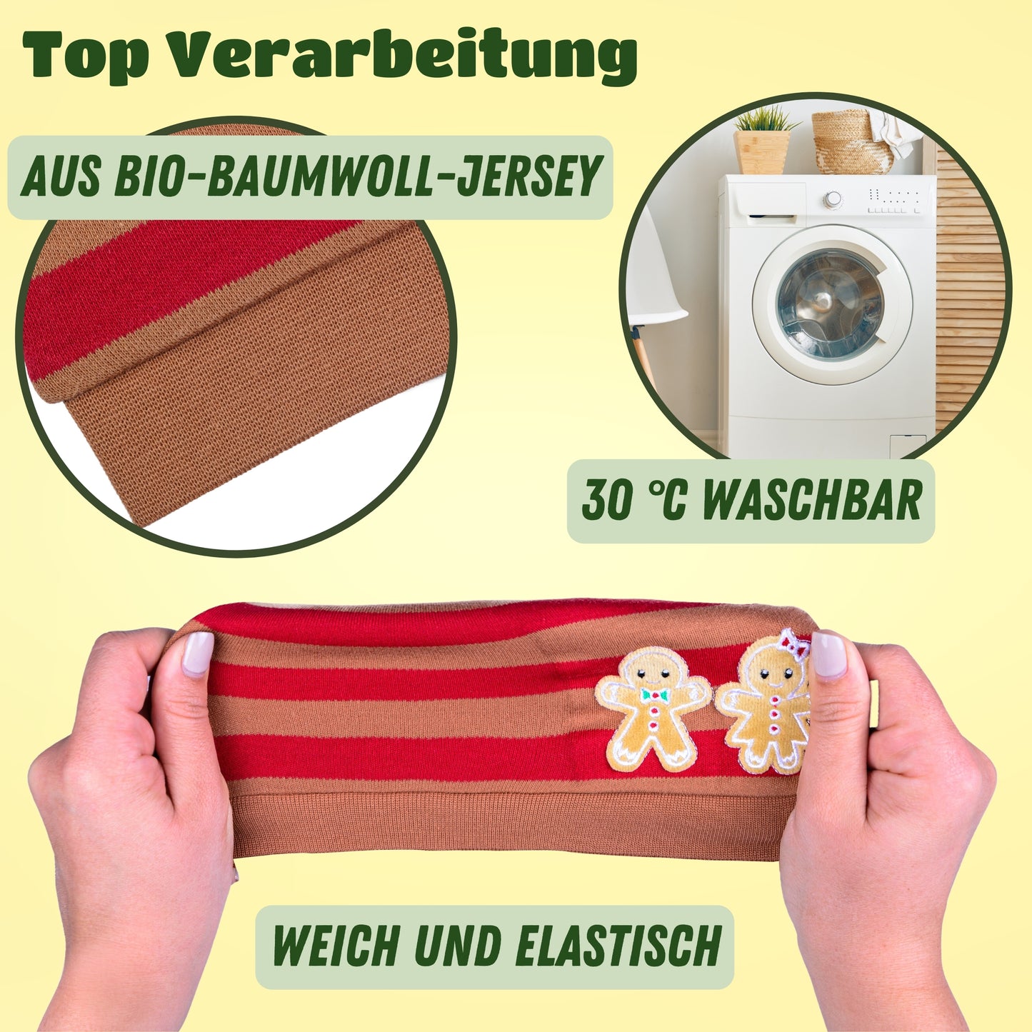 Babymütze aus Biobaumwolle Winterdesign Lebkuchen
