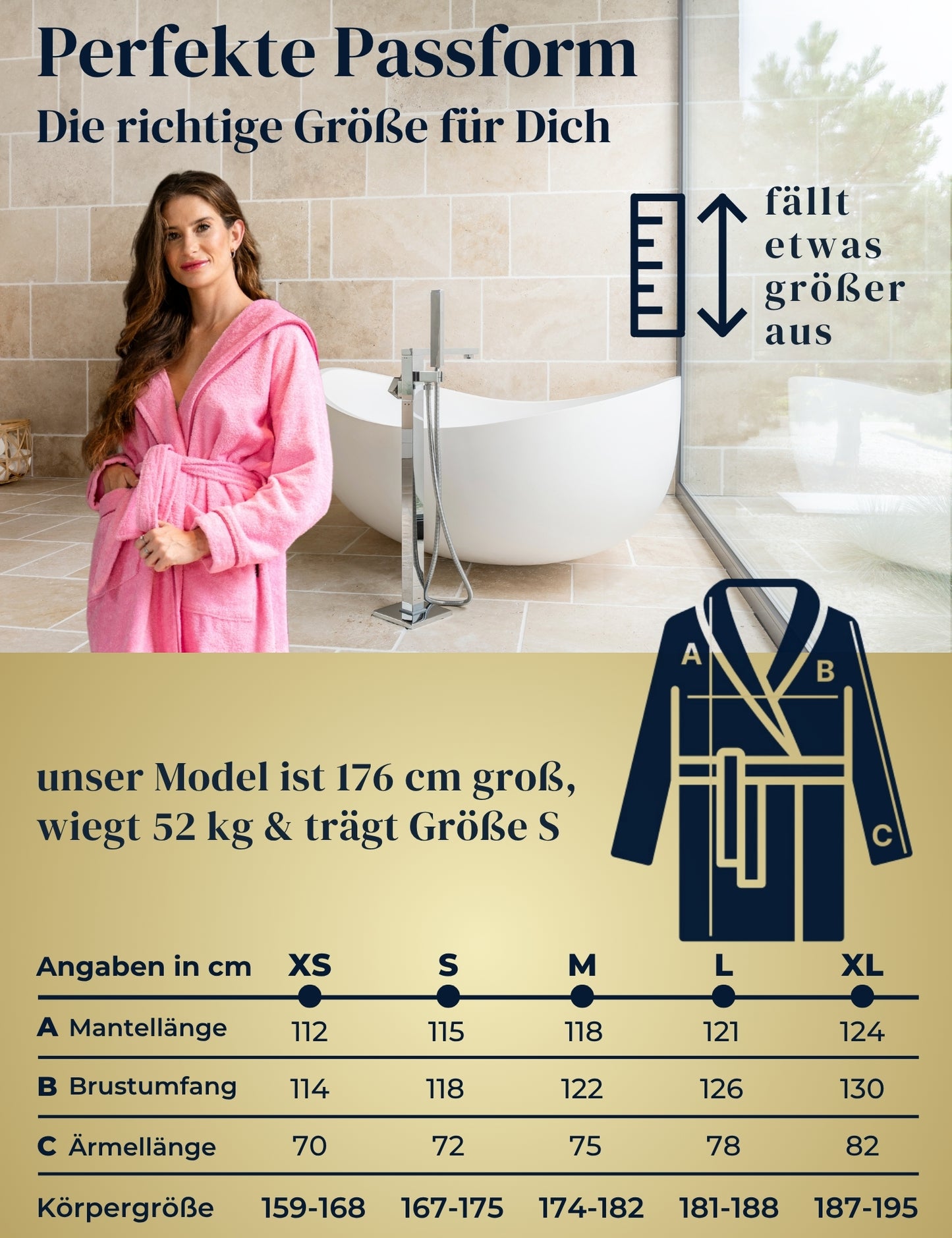 Damen Bademantel mit Kapuze aus kuscheliger Baumwolle rosa - extra weich und bequem - OEKO-TEX zertifiziert