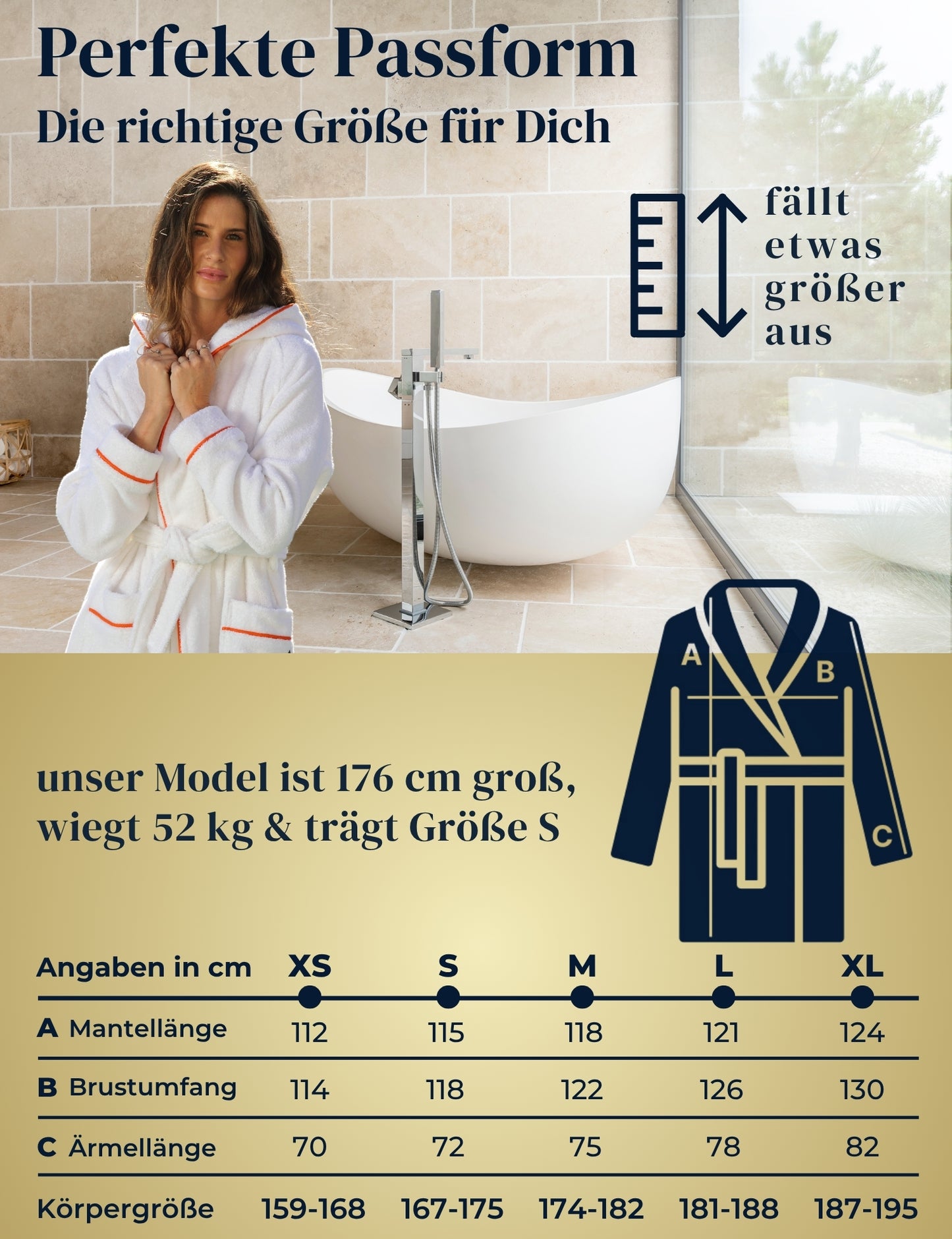 Albornoz de mujer ELEVAVIDA® con capucha de algodón suave - blanco puro - extra suave y cómodo - albornoz largo de sauna de rizo - certificado OEKO-TEX