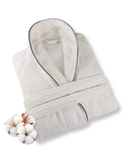 Albornoz de hombre ELEVAVIDA® en blanco puro de algodón suave (430 g/m²) - extra suave y cómodo - certificado OEKO-TEX