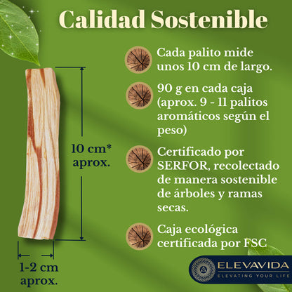 Palo Santo (90 g) (aprox. 9–11 palitos): madera sagrada de Perú, cosechada de forma sostenible - Bursera Graveolen