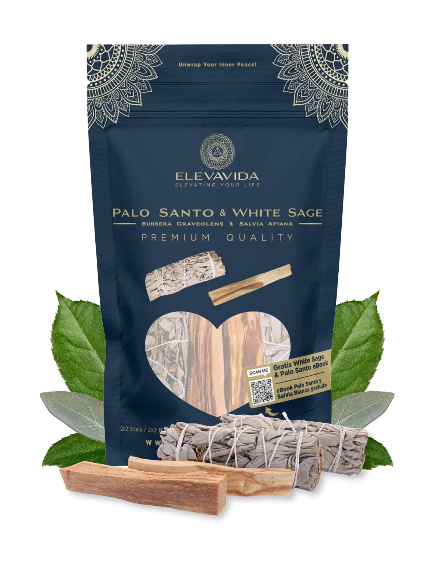 Set Salvia Blanca (Salvia Apiana) de California y Palo Santo de Peru - Incienso para quemar