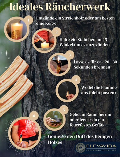 Palo Santo heiliges Holz (100 g) Räucherholz aus Peru - aromatisch duftend, nachhaltig gesammelt - Palo Santo Räucherstäbchen - Bursera Graveolen