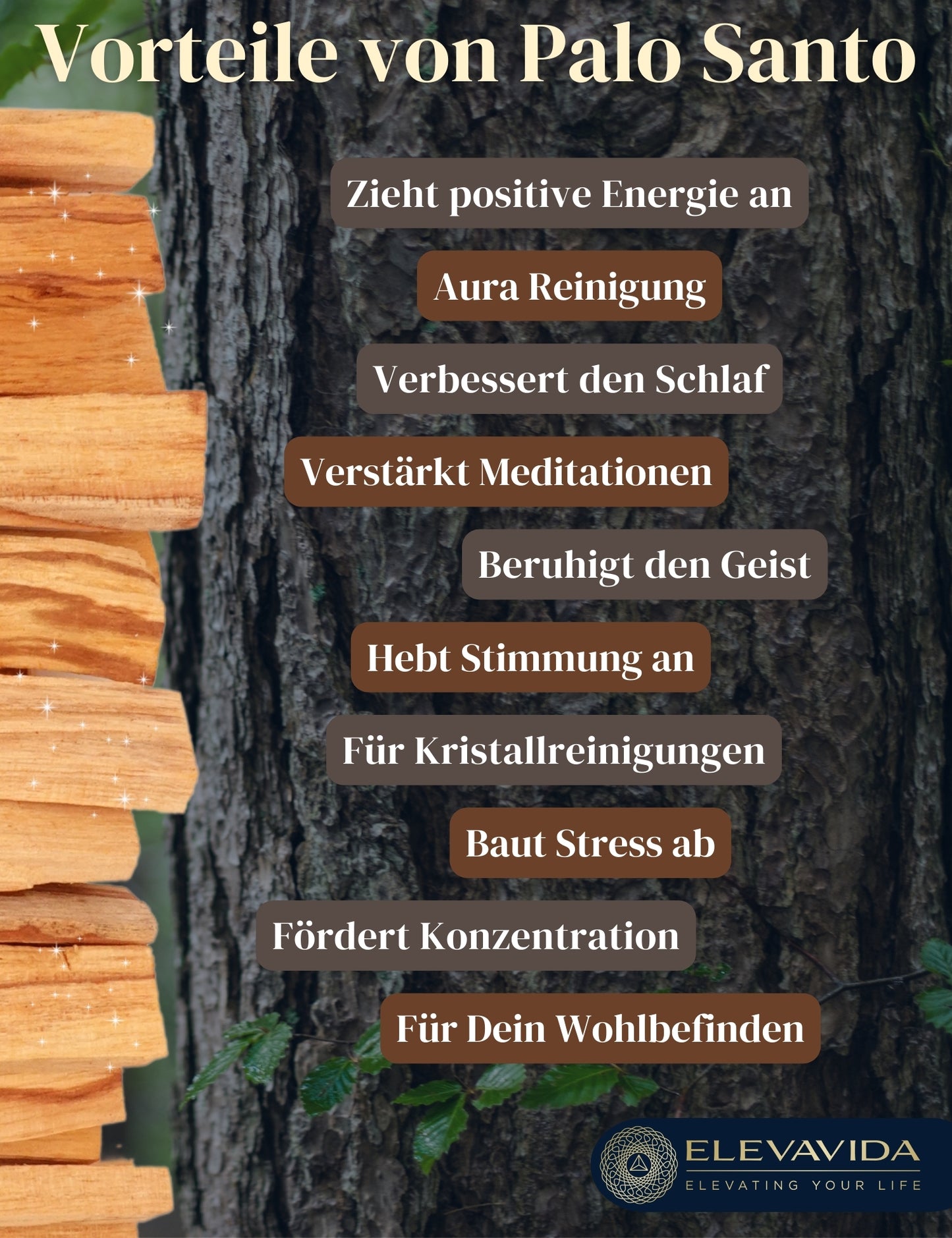 Palo Santo heiliges Holz (100 g) Räucherholz aus Peru - aromatisch duftend, nachhaltig gesammelt - Palo Santo Räucherstäbchen - Bursera Graveolen