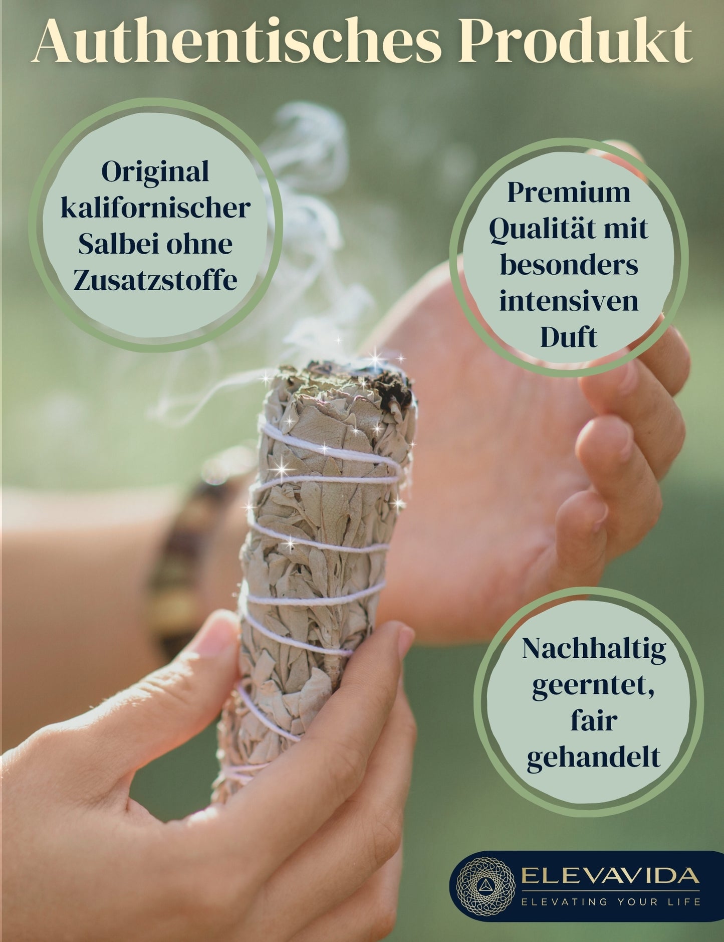 Weißer Salbei zum Räuchern aus Kalifornien, getrocknet (Salvia Apiana), 3 Stück Räucherbündel