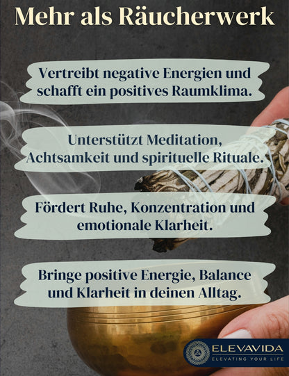 Weißer Salbei zum Räuchern aus Kalifornien, getrocknet (Salvia Apiana), 3 Stück Räucherbündel