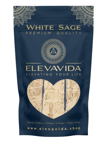 Set 2x Weißer Salbei (Salvia Apiana) aus Kalifornien & 2x Palo Santo aus Peru zum Räuchern, Räucherbündel White Sage & Palo Santo Smudge Sticks